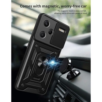For Redmi Note 13 Pro Plus Case Armor Car Magneti Holder Rin