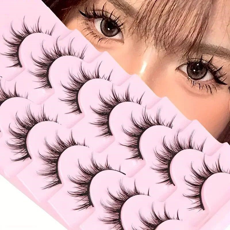 7 Pairs Manga Lashes - Natural Look, 3D Volume, Wispy, Fluff - 实物图