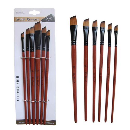 6pcs/set Nylon Har Ol Pant Brush Set Round Flbert Angel