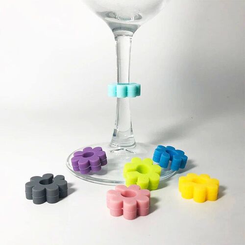 6/8/12Pcs Silicone Red Wine Glass Identification Marker Char