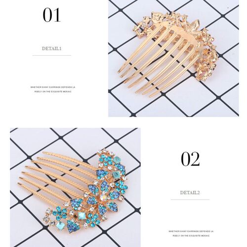 Korean Style Rhinestone Hollow Out Flower Colorful Hair Orna