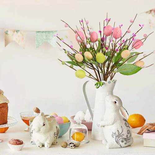 1/5pcs Easter Eggs Tree Branch Colorful Painting Foam Egg Ar