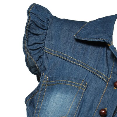 Summer Girls Denim Floral Dress Baby Kids Fashion Outfit Par