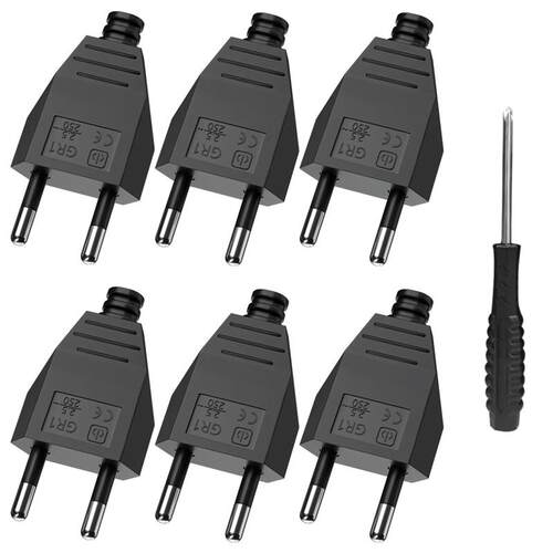 6/8pc EU European 2 Pin Male Plug AC Electric Power Socket A