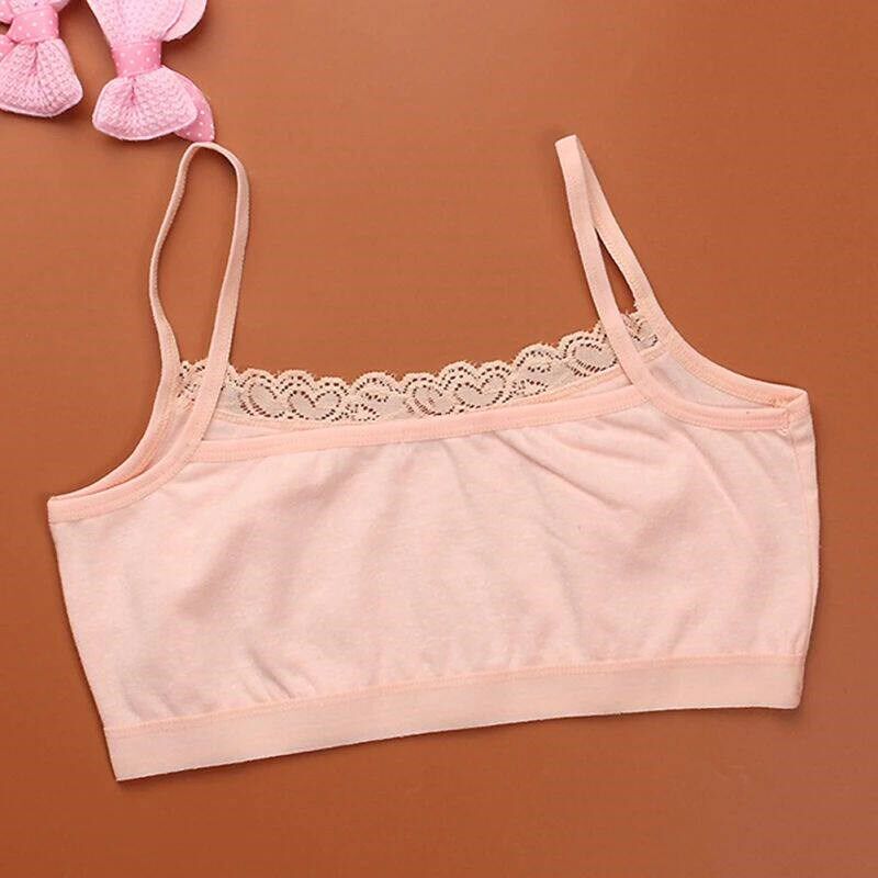 Solid Childrens Breast Care Girl Bra 8-18 Years Hipster Cot - 实物图