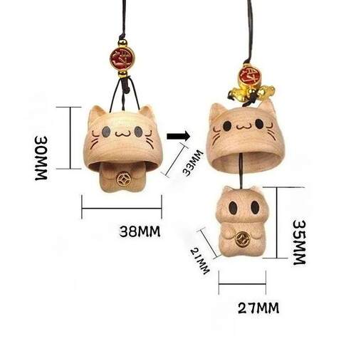 Cute Peekaboo Wood Animal Pendant Movable Wooden Cat Craft B