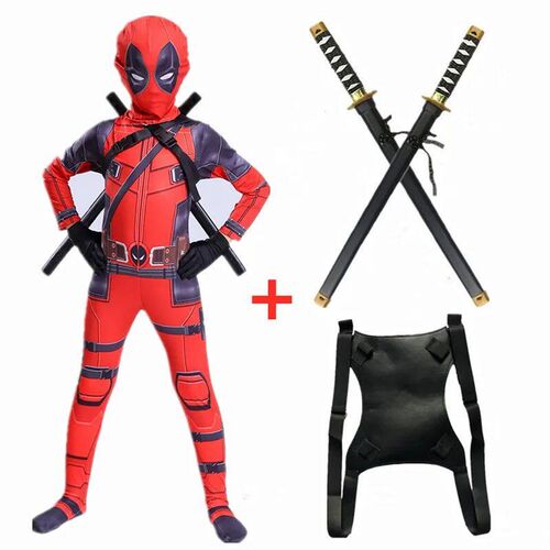 Child Deadpool Cosplay Jumpsuit Movie Hero Character Mask Bo