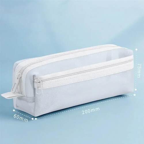 Double Layer Mesh Pen Bag Large Capacity Transparent Station