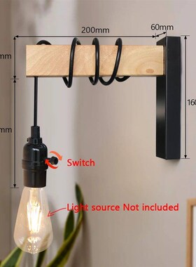 110V/220V Wall light With Switch Function Iron Wood Wall Lam