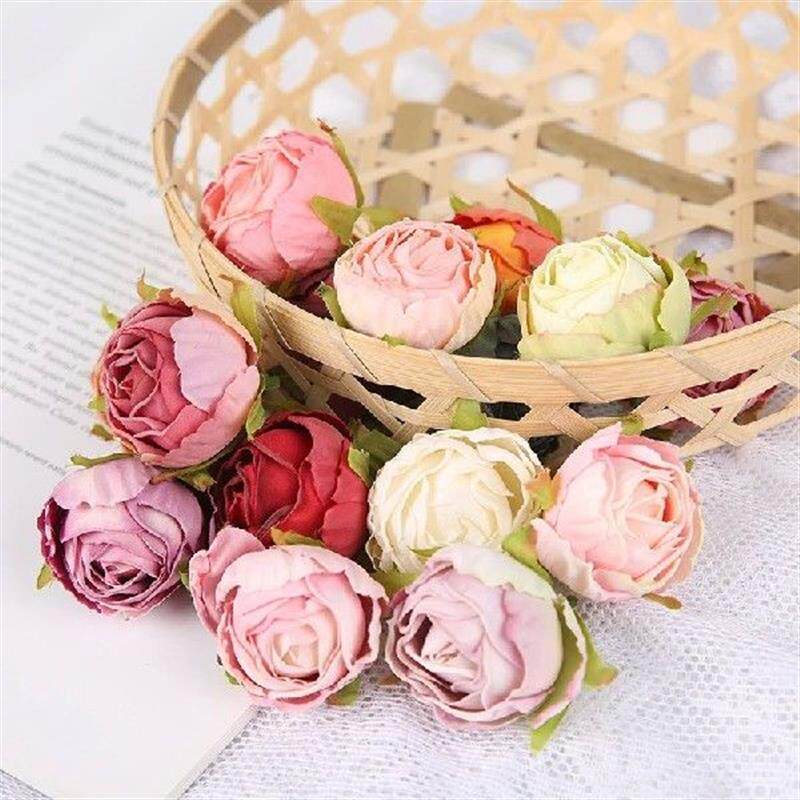 20Pcs+4*5cm+Silk+Rose+Artificial+Flower+Heads+Fake+Flower