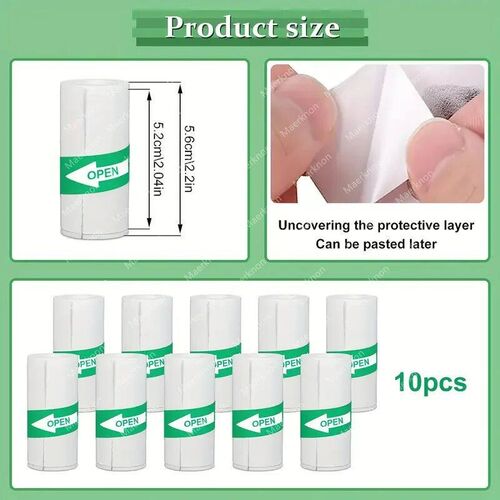 10 Roll  Printer Paper Self-adhesive Paper White Thermal Pap