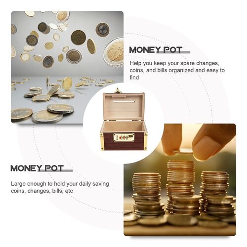 Supvox Wooden Treasure Chest Vintage Decorative Box for Coin