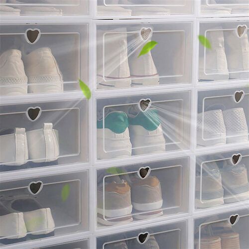 20 Pack Shoe Storage Box, Clear Front Lid Plastic Stackable