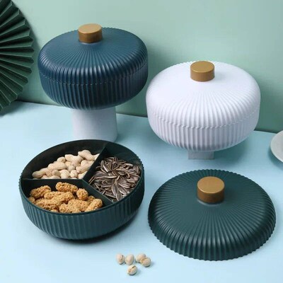 Food Platter Food Storage Tray with Lid 4 Compartment Snack