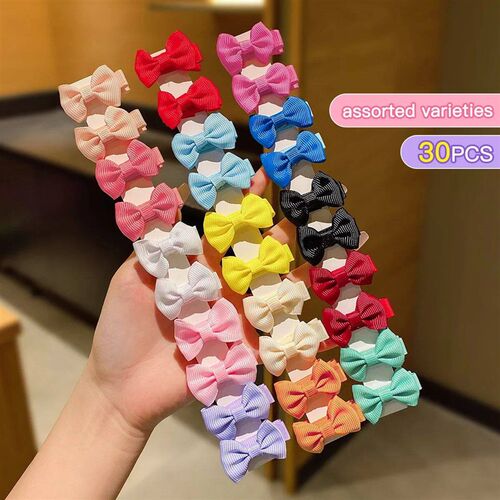 30 colored random bow fabric hair clips suitable for daily u