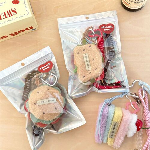 Korean Plush Dessert Burger Pendant Cute Cake Key Hanger Pen