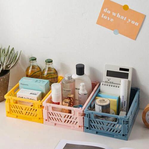 Mr. Paper, Mini Folding Plastic Storage Box, Office Desktop