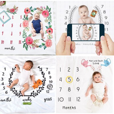 Newborn Baby Monthly Growth Milestone Blanket Photography Pr