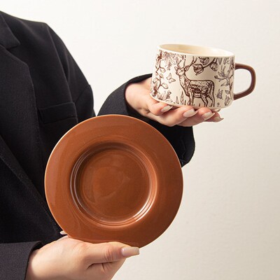 Light Luxury Retro British Latte Cup Ceramic Coffee Cup Set