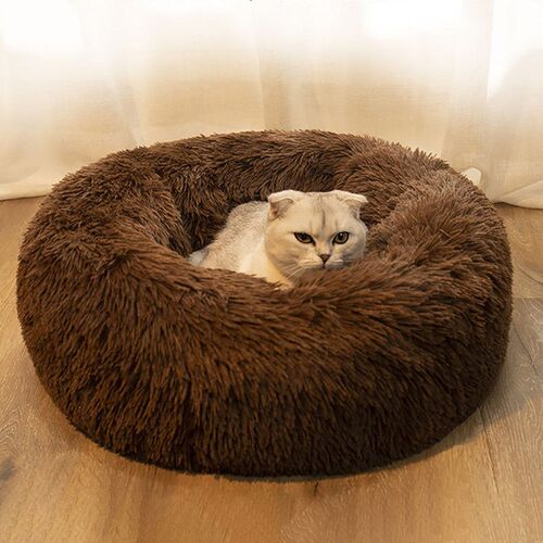 Round Cat Bed Super Soft Long Plush Dog Kennel Mat Puppy Rou