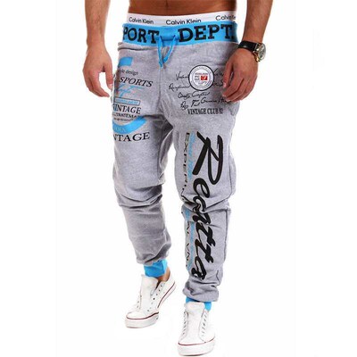 Casual Pants Mens rawstring Elastic Waist Letter Loose Spor