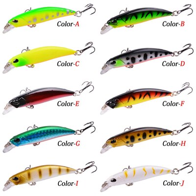 10pcs Laser Slow Minnow Fishing Lure Set 4g 7cm Wobblers Cra