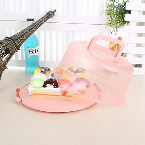 Plastic Round Cake Container Dessert Container Cover Case Cu