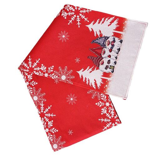 Christmas decorations, red and gray cartoon printed tablecl