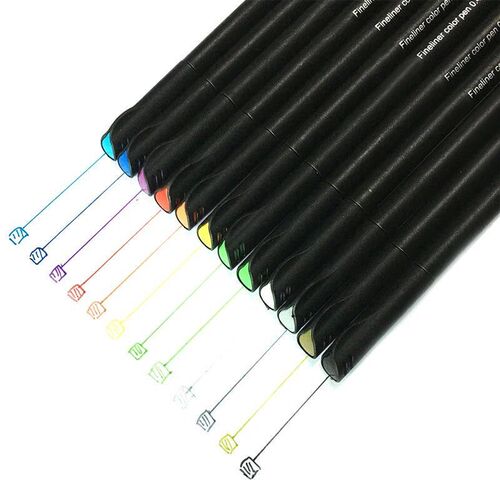 12PCS/Set Color 0.4 mm Fiber Marker Pen Fineliners Markers S