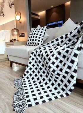 毯好尾品质加厚黑白色酒店床尾上巾床旗床床FS757365搭巾床盖沙发