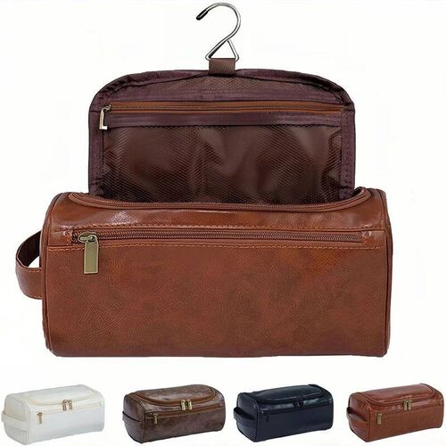 Stylih Emboed Leather Travel Cometic Organizer - Hook Deign,