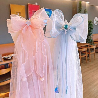 Cute Princess Style Five-Star Snowflake Veil Mesh Bow Childr
