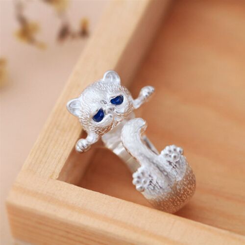 Japanese Style Cute Cat Ring for Men Women Simplicity Silver
