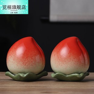 陶瓷桃摆摆件创艺意罐寿桃密封客厅茶家居装子饰供桌奉仙桃工品设