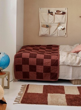 丹麦Ferm Living羊毛地毯客厅沙发茶几毯拼接撞色卧室床边毯地垫