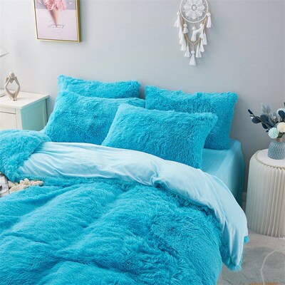 Plush Fluffy Bedding Blanket Duvet Cover Set bed sheet sets