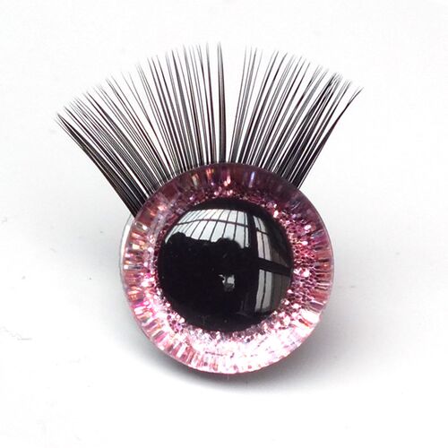 New 20pcs/lot 12-30mm Glitter Toy Eyes With Eyelash With Har