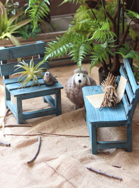 觅点 木质小板凳迷你童话花园装饰摆件复古造景拍摄道具ZKK