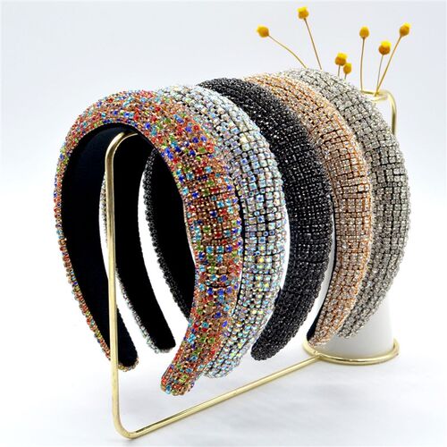 Luxury Sparkly Full Crystal Pearl Baroque Hairband Padded Rh
