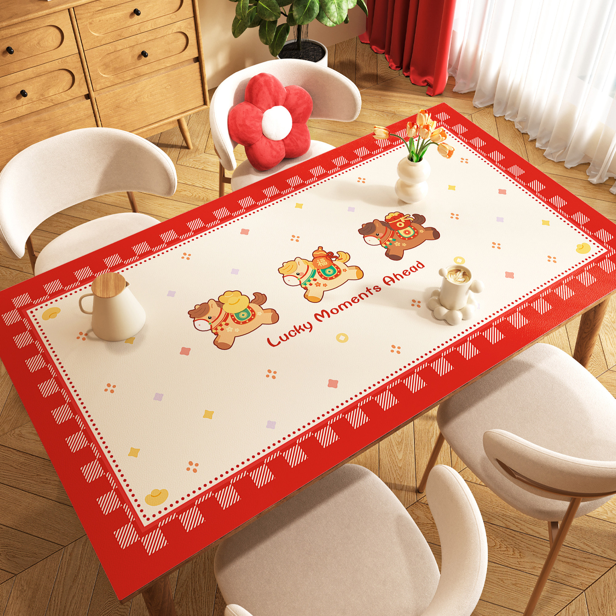 2026马年餐桌垫防水防油易清洁新年喜庆氛围感客厅茶几桌面保护垫,居家布艺,桌布,淘宝优惠券,粉丝福利购,淘宝优惠卷