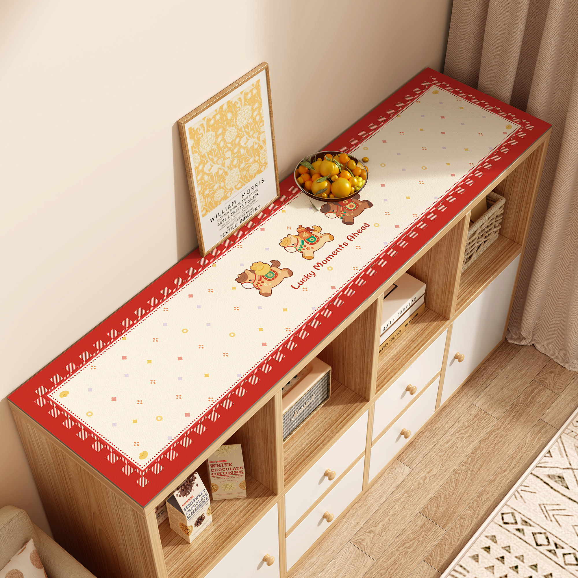 2026马年电视柜桌垫氛围感防水防油免洗餐边柜盖布鞋柜桌面保护垫,居家布艺,桌布,淘宝优惠券,粉丝福利购,淘宝优惠卷