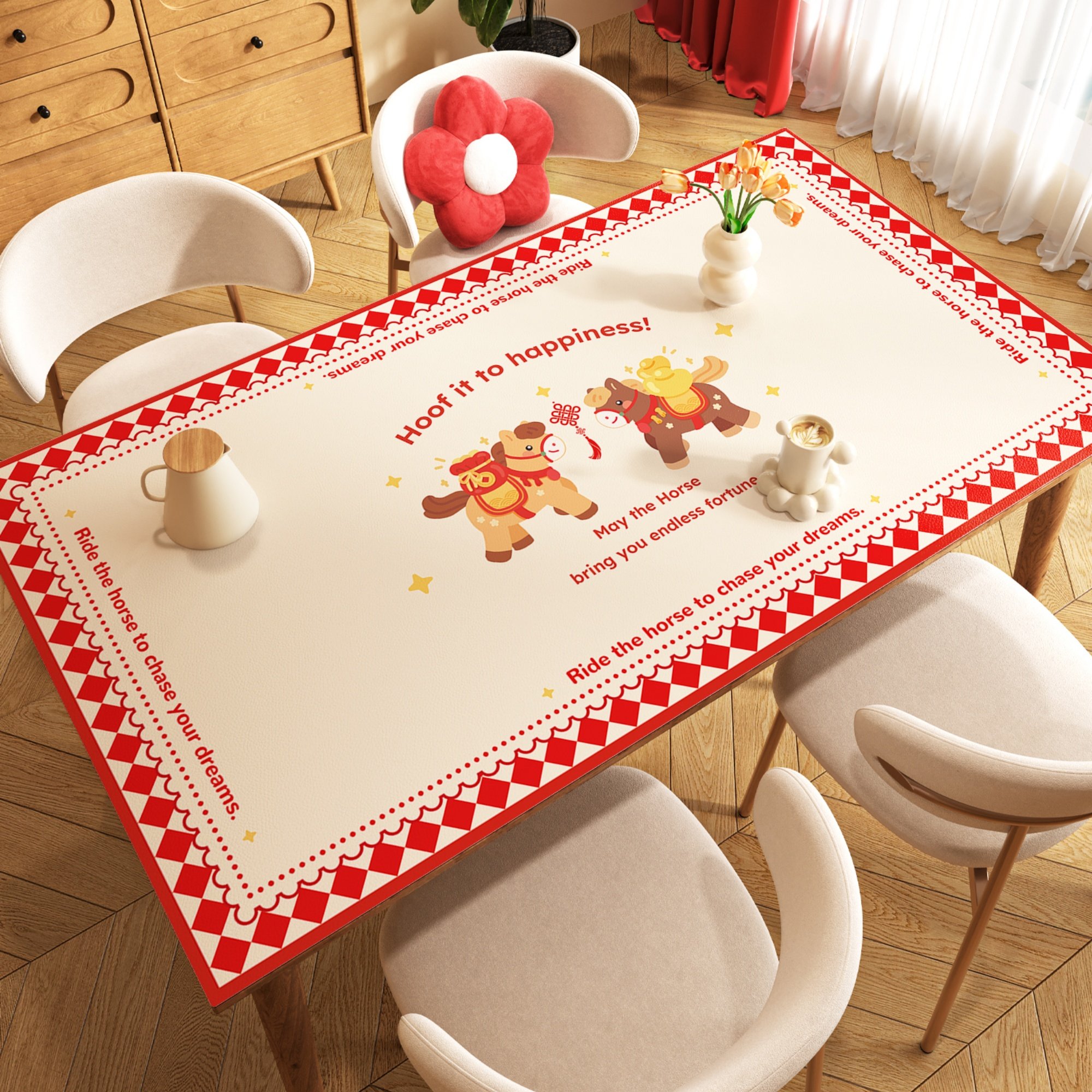 2026新年喜庆餐桌垫防水防油易清洁马年氛围感客厅茶几桌面保护垫,居家布艺,桌布,淘宝优惠券,粉丝福利购,淘宝优惠卷