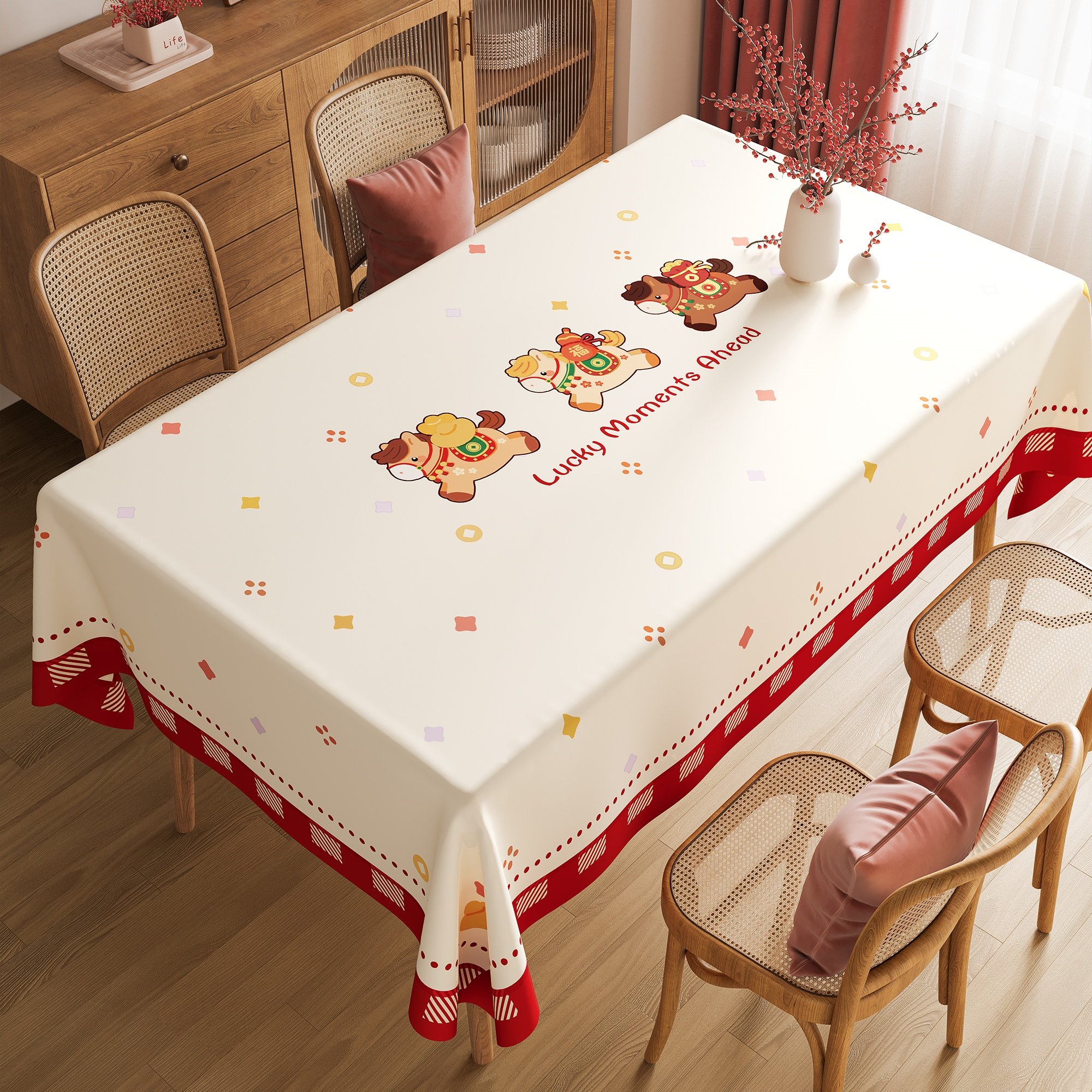 2026马年桌布防水防油免洗喜庆防尘餐桌布新春过年氛围感茶几台布,居家布艺,桌布,淘宝优惠券,粉丝福利购,淘宝优惠卷
