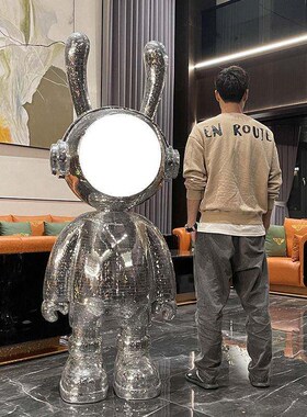 爆款潮流月光大兔子摆件店招太空网红店铺酒吧ktv美容店大厅落地
