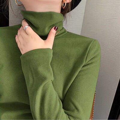 Double-sided Velvet Warm Top Womens Half-high Collar Solid