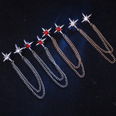 South Korea Fashion Distinctive Star Collar Pin Mens Shirt