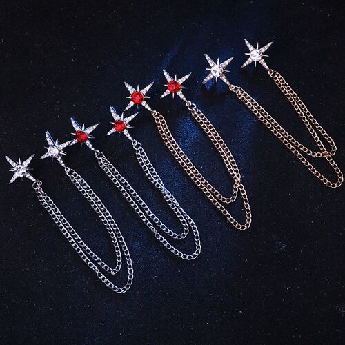 South Korea Fashion Distinctive Star Collar Pin Mens Shirt