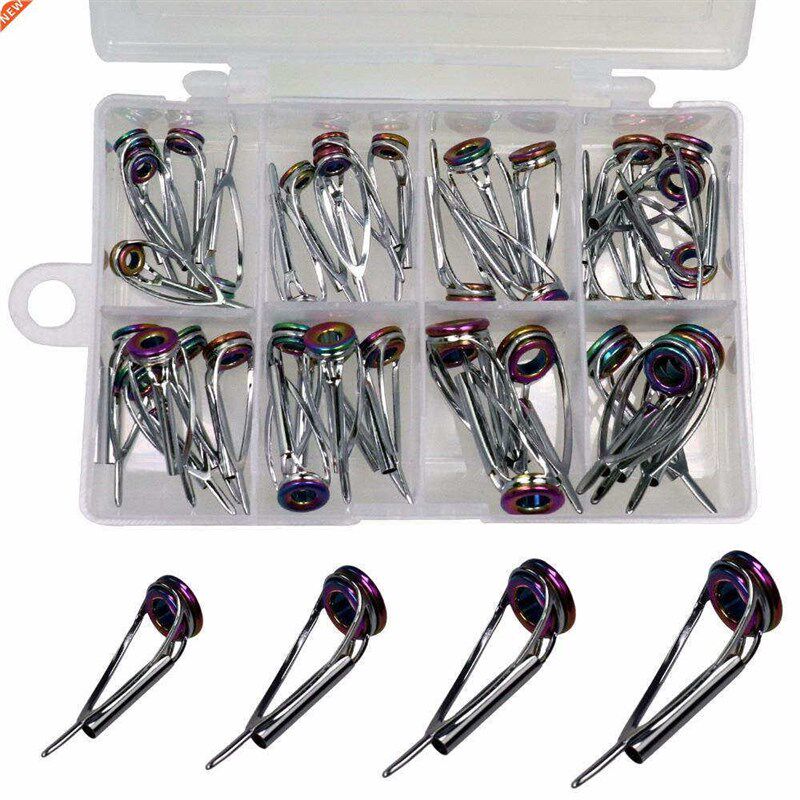 40pcs/lot Fishing Rod Guides 1.8mm-3.2mm Rainbow Fishing Tac - 实物图