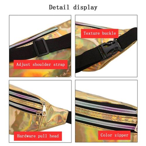 Unisex Outdoor Waist Bag Adjustable Laser Fanny Pack Crossbo