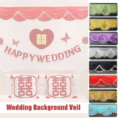 3/6M Faux Silk Swag Drape For Wedding Backdrop Curtain